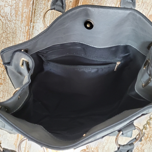 Gray Vegan Leather large bag. New - Picture 4 of 7